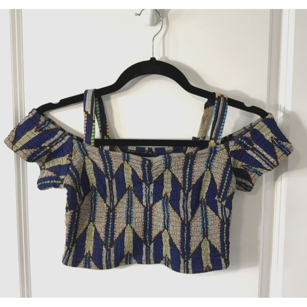 American Rag Women's S Crop Top Shirt Festival Hipster Hippie boho blue brown